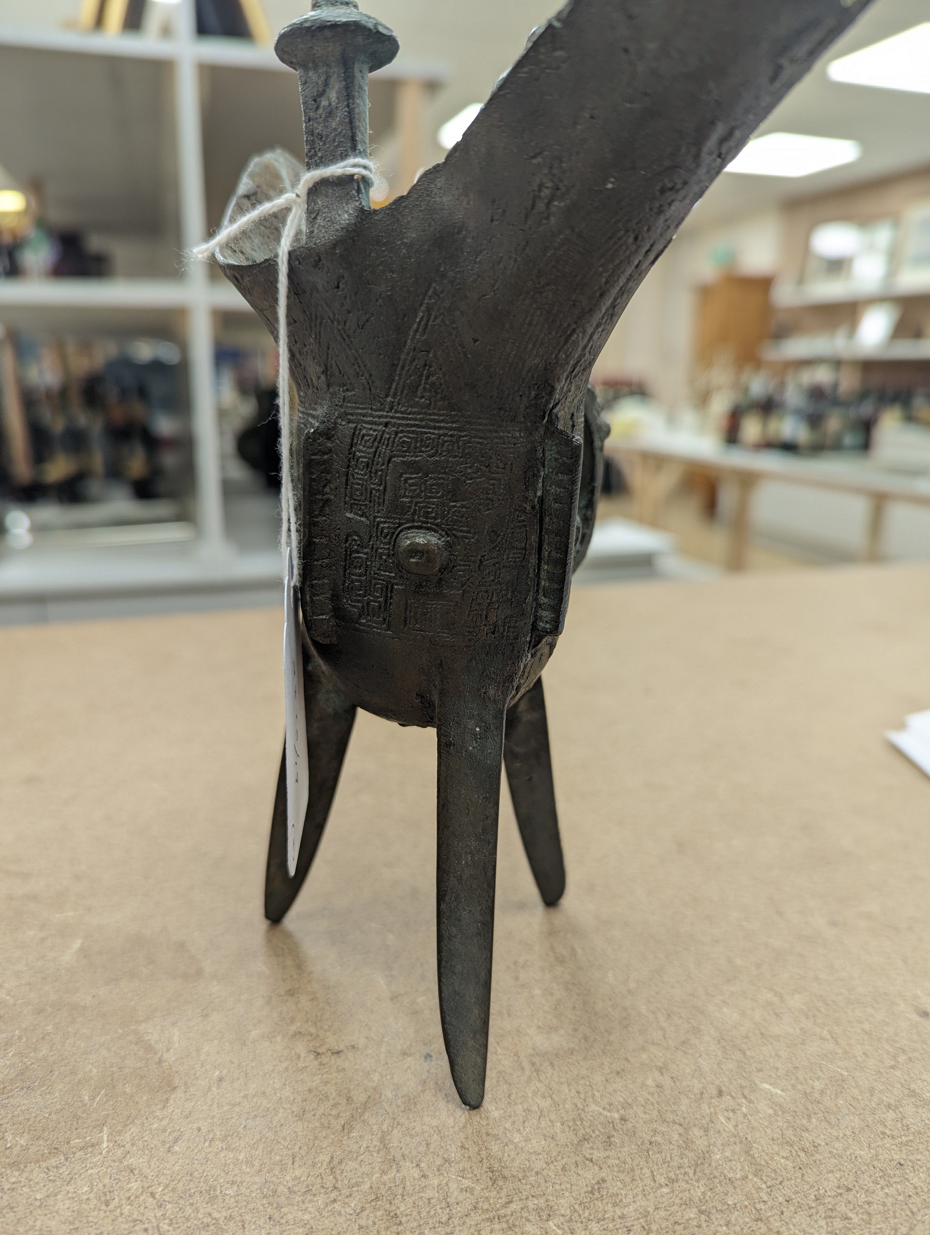 Two Chinese bronze tripod vessels, Qing or later, tallest 19cm